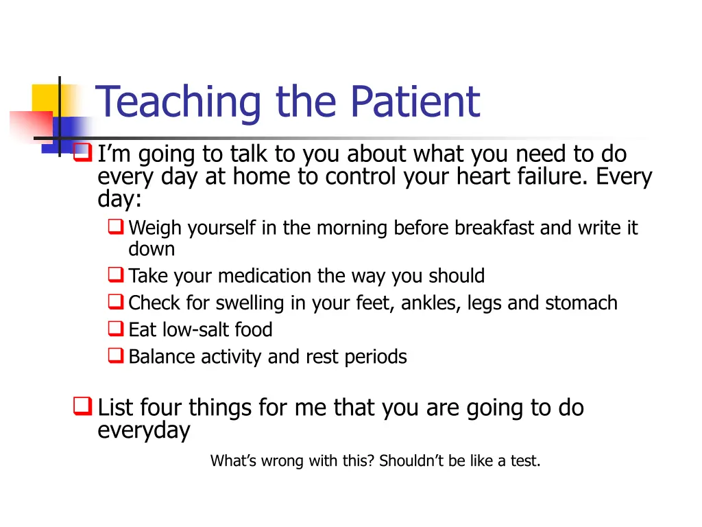 teaching the patient i m going to talk