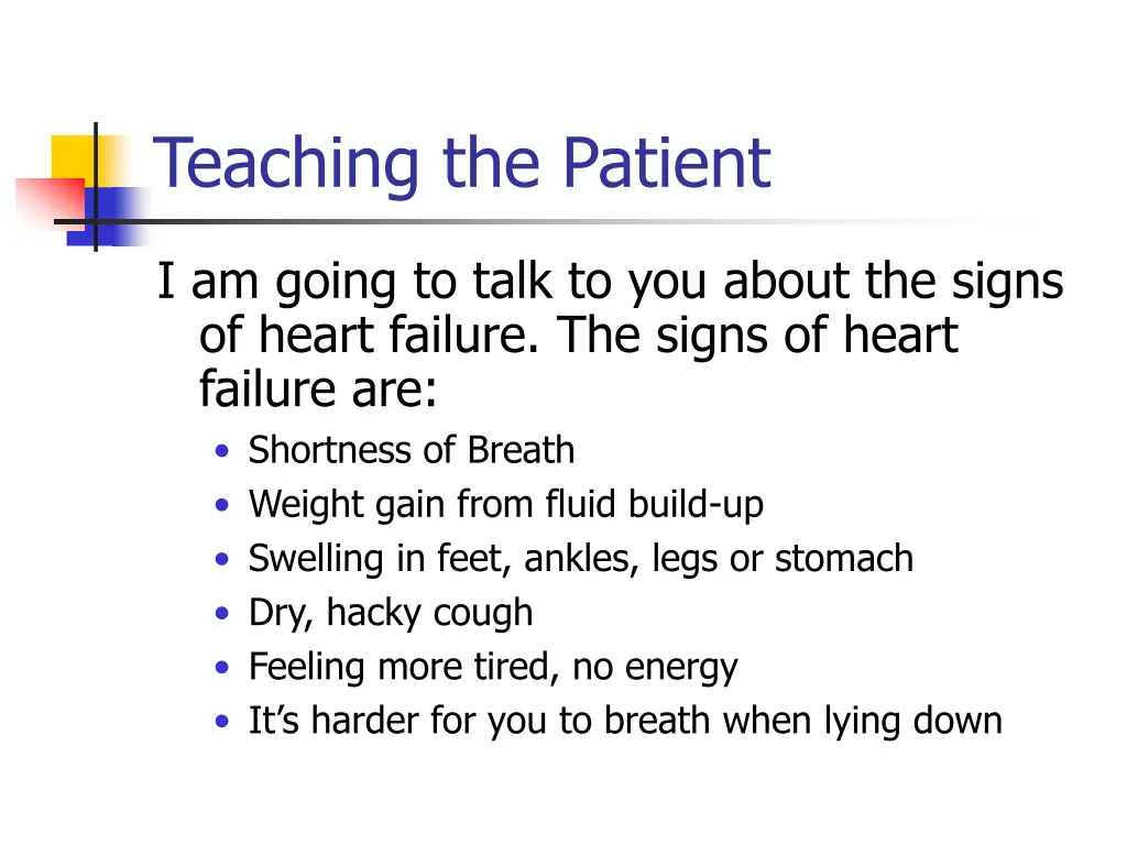 teaching the patient