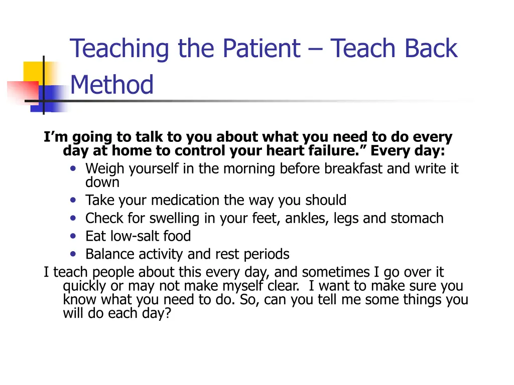 teaching the patient teach back method