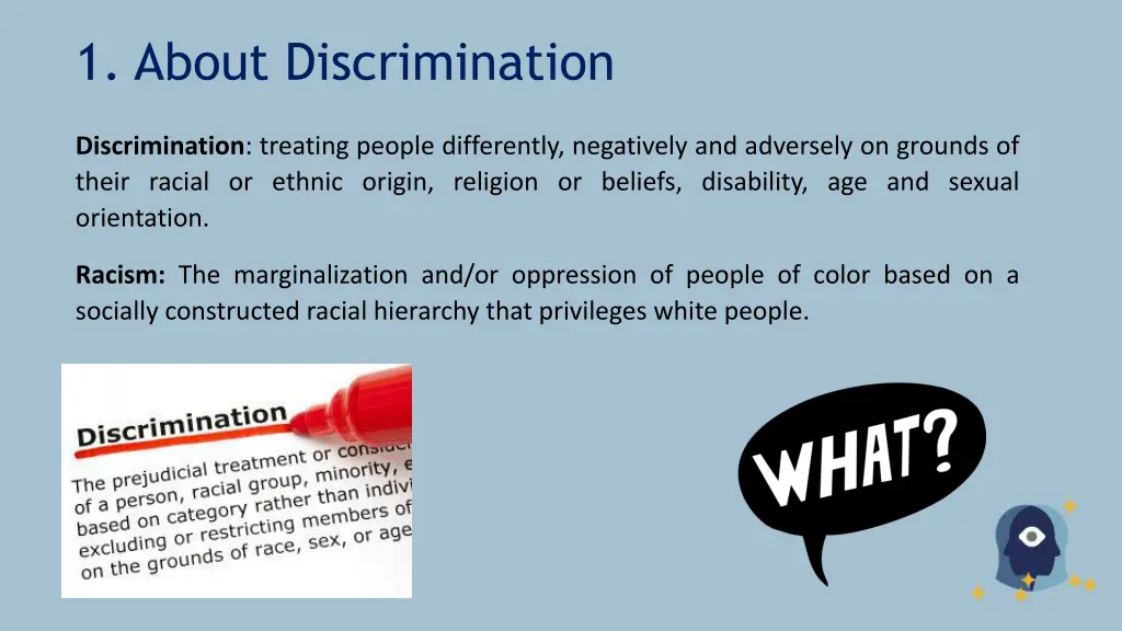 1 about discrimination