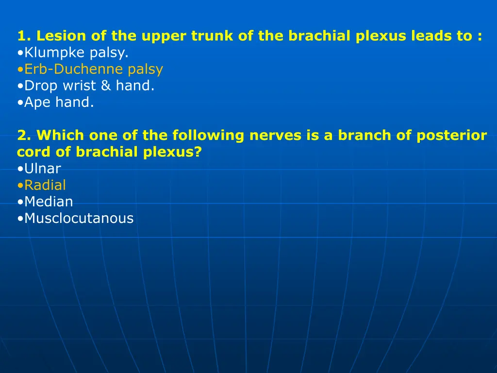 1 lesion of the upper trunk of the brachial