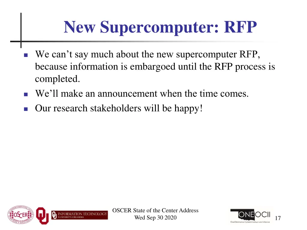 new supercomputer rfp