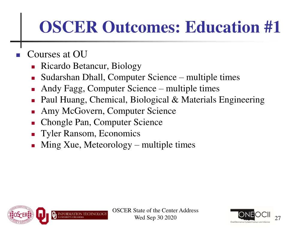 oscer outcomes education 1