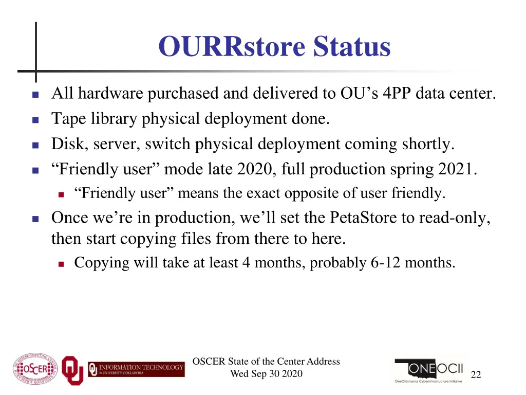 ourrstore status