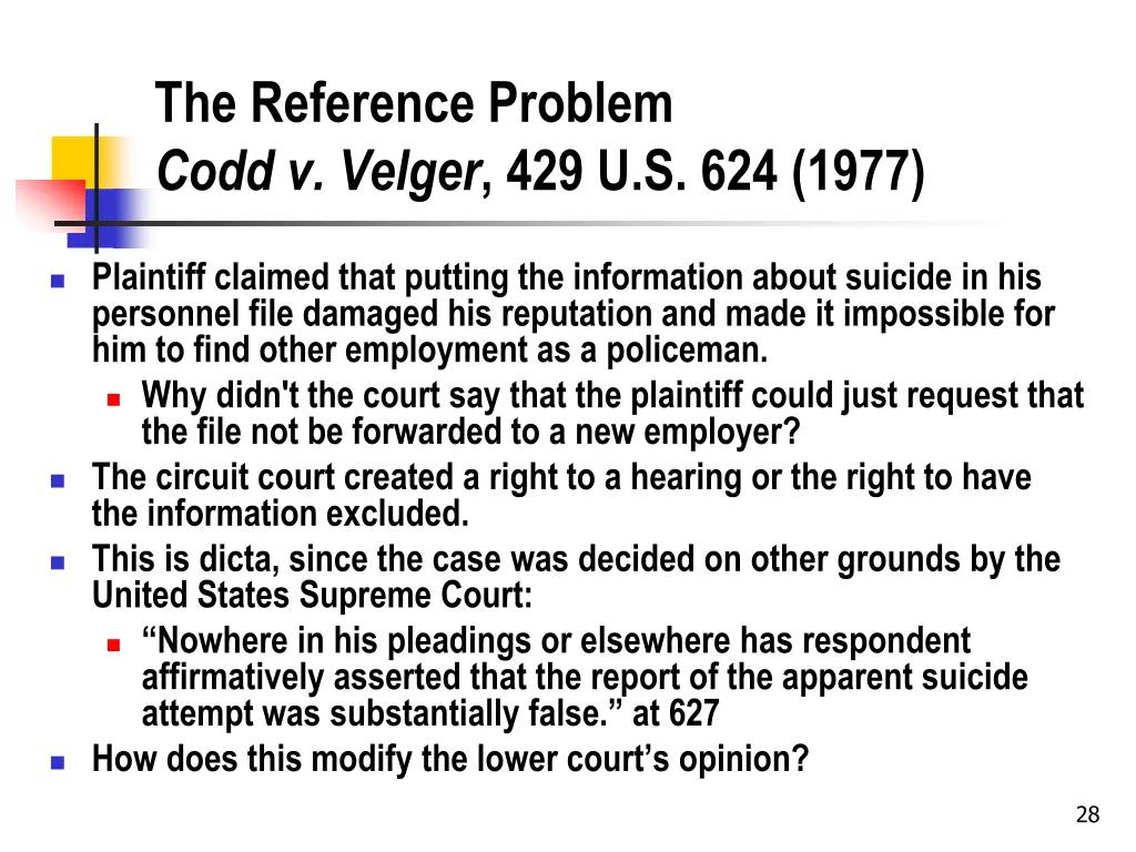 the reference problem codd v velger