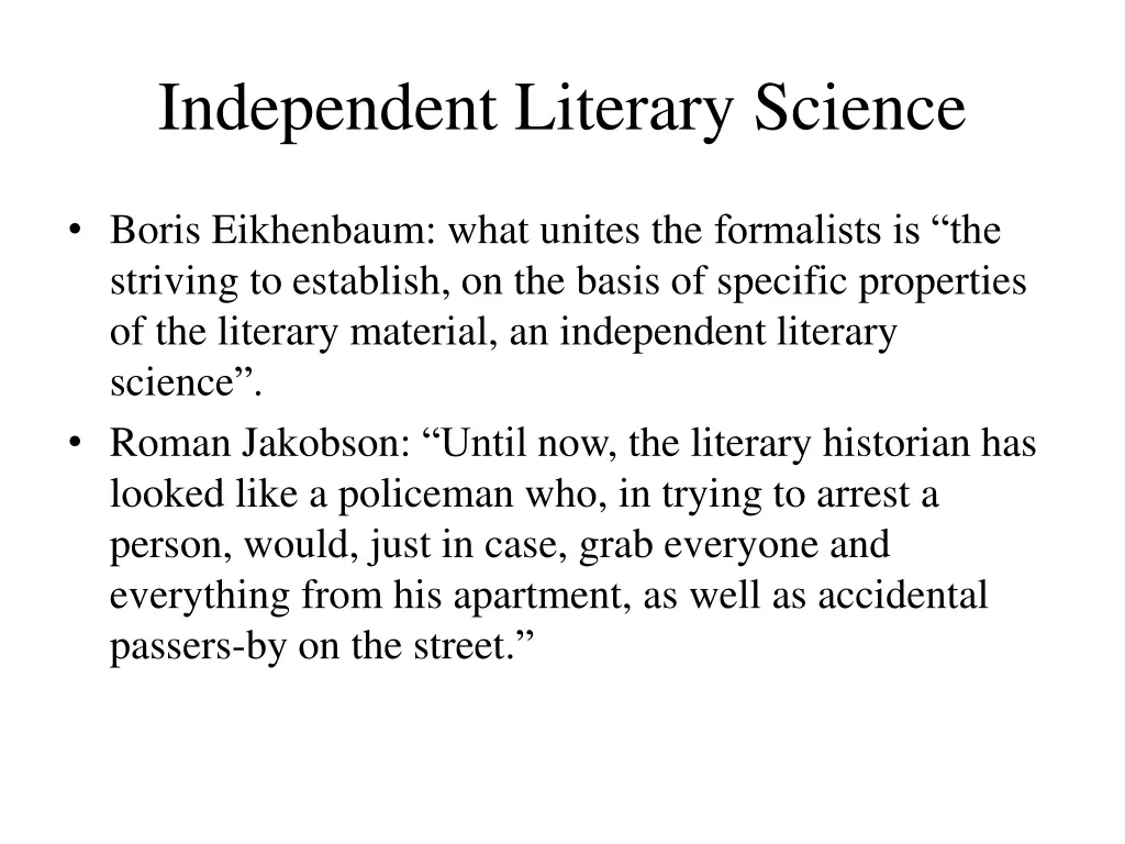 independent literary science