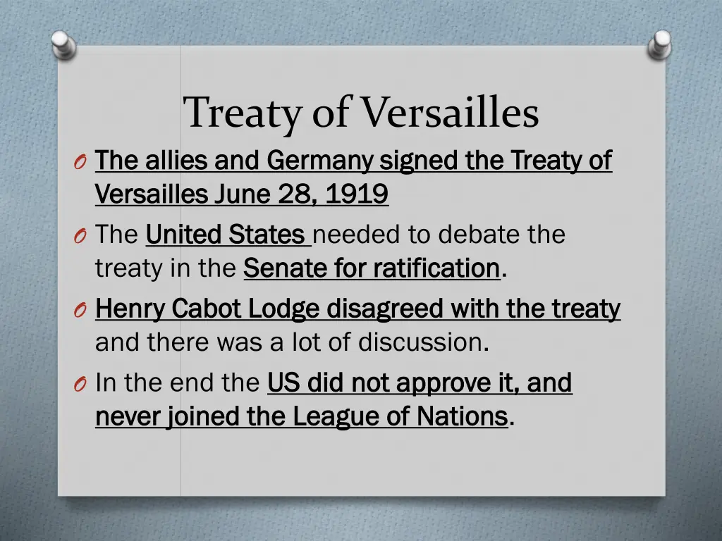 treaty of versailles o the allies and germany