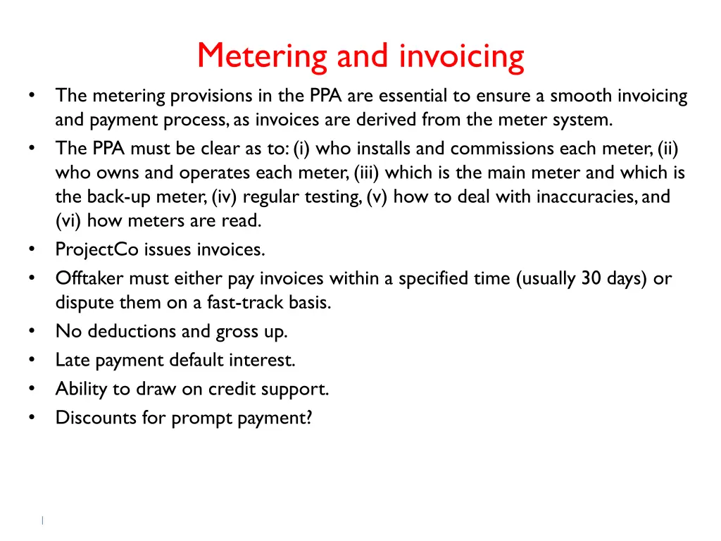 metering and invoicing the metering provisions