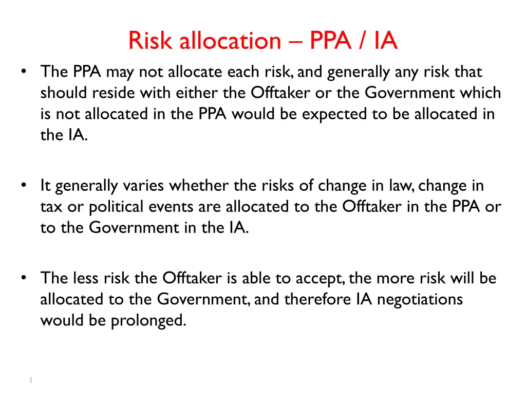 risk allocation ppa ia the ppa may not allocate