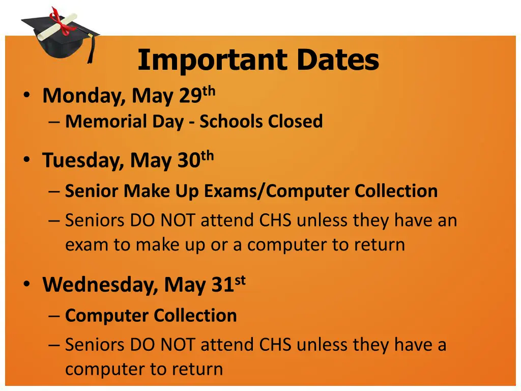 important dates monday may 29 th memorial