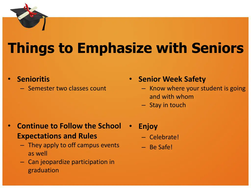 things to emphasize with seniors