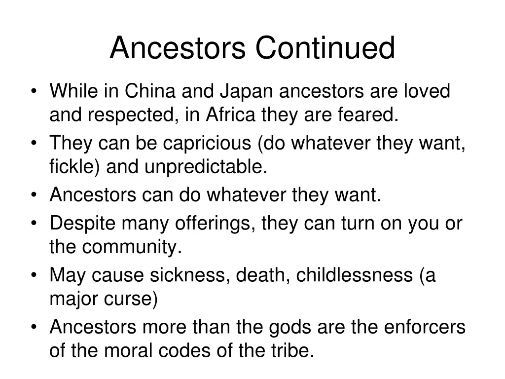 ancestors continued