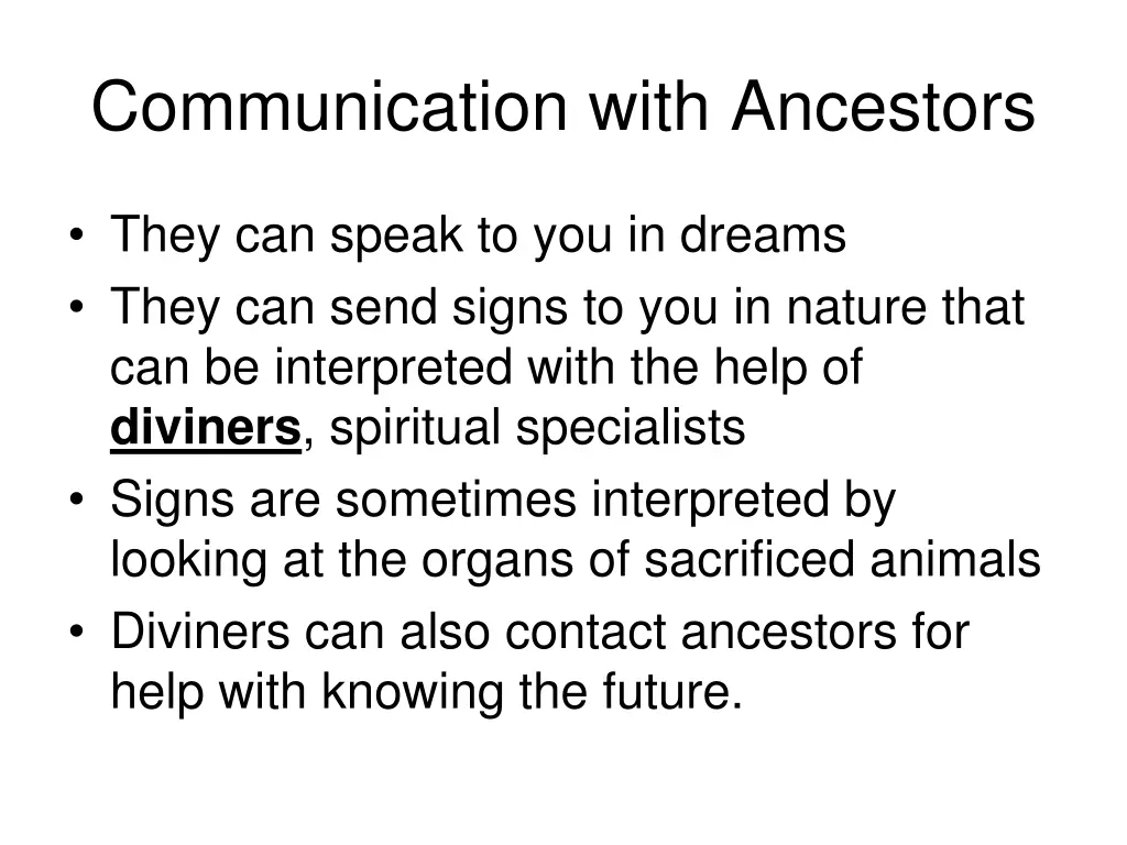 communication with ancestors