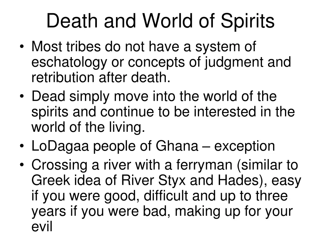 death and world of spirits most tribes