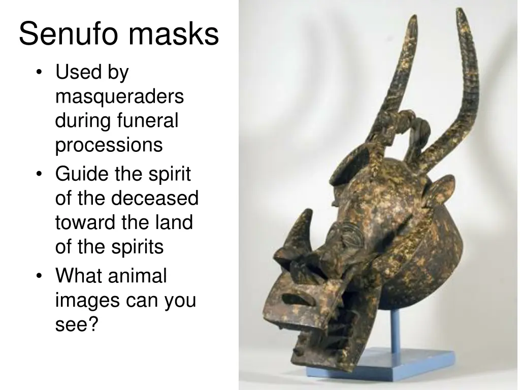 senufo masks used by masqueraders during funeral