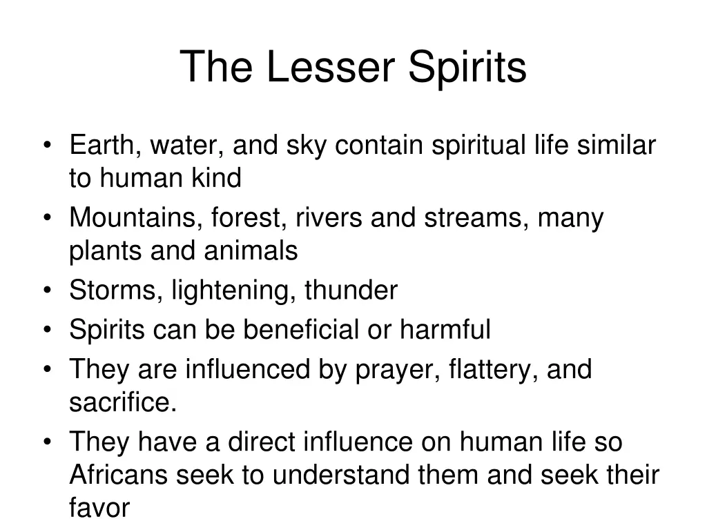 the lesser spirits