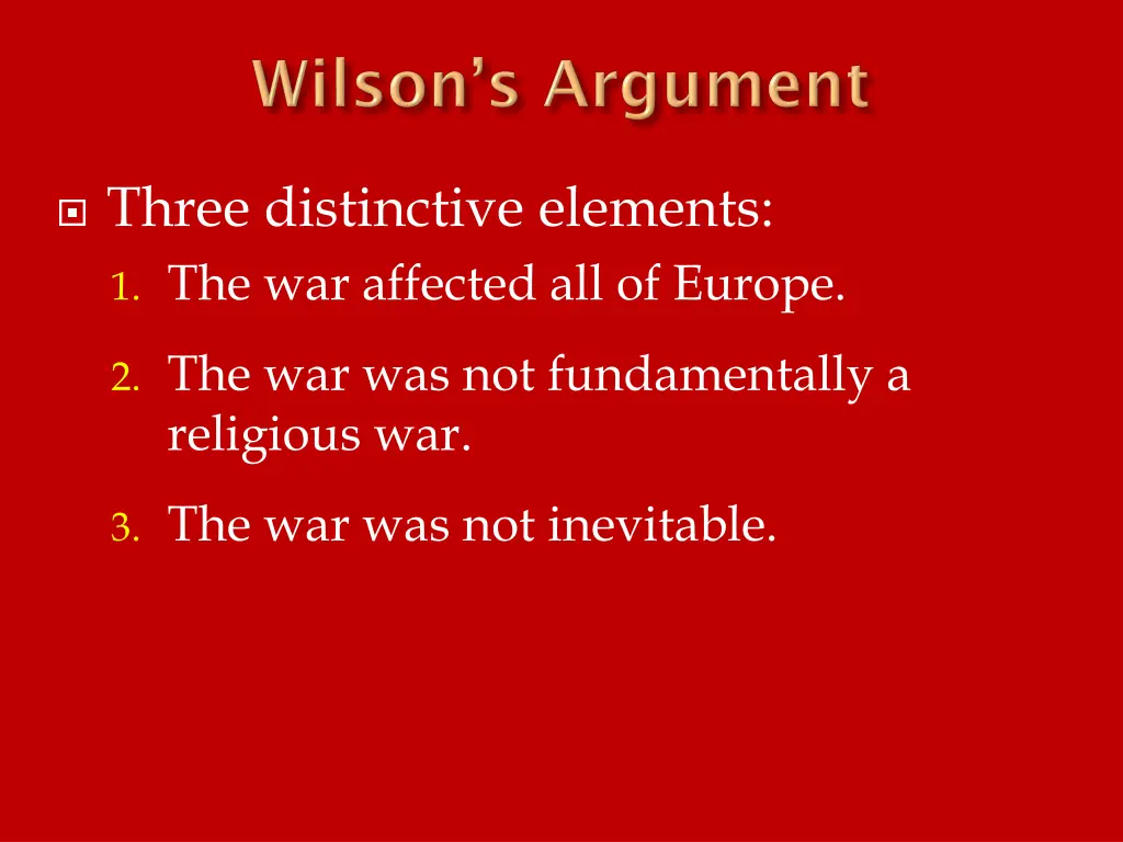 three distinctive elements 1 the war affected