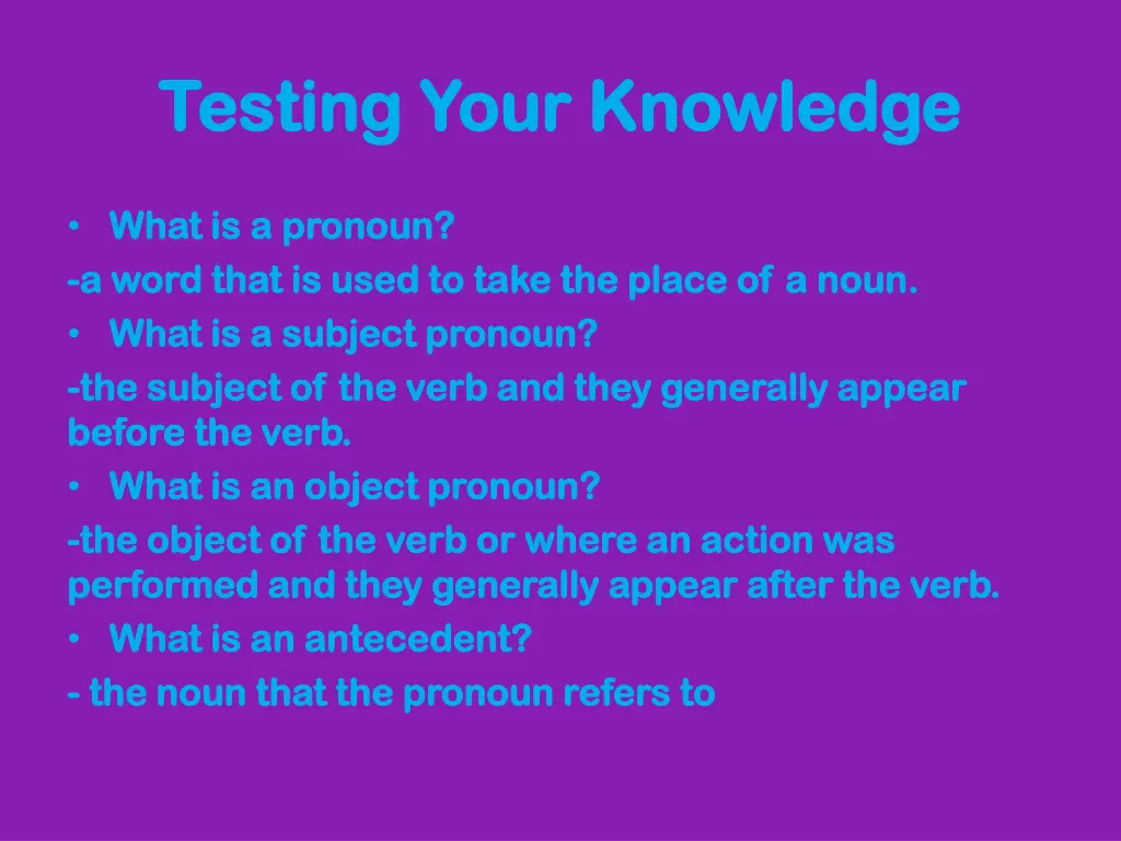 testing your knowledge testing your knowledge