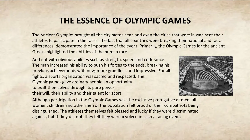 the essence of olympic games