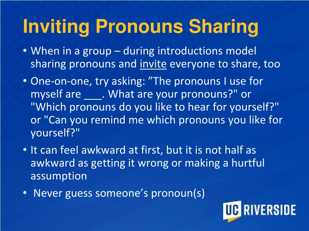 inviting pronouns sharing