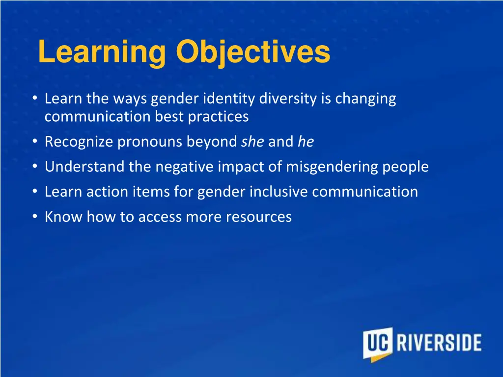 learning objectives