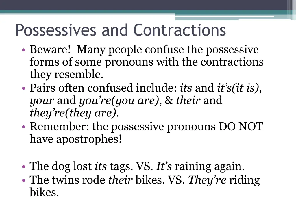 possessives and contractions beware many people