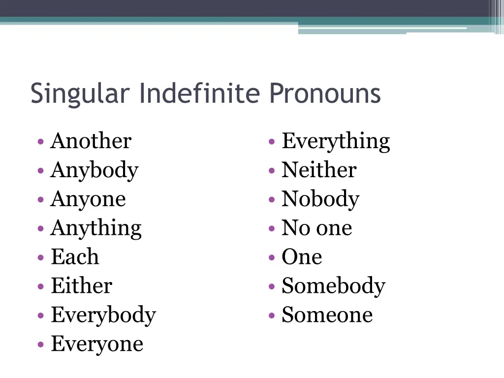 singular indefinite pronouns 1