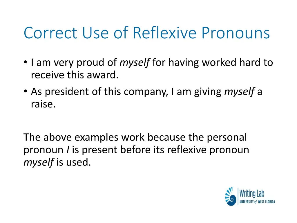 correct use of reflexive pronouns