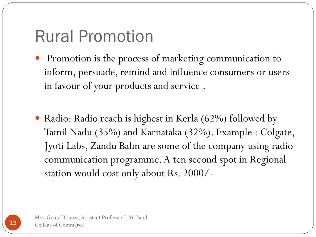 rural promotion