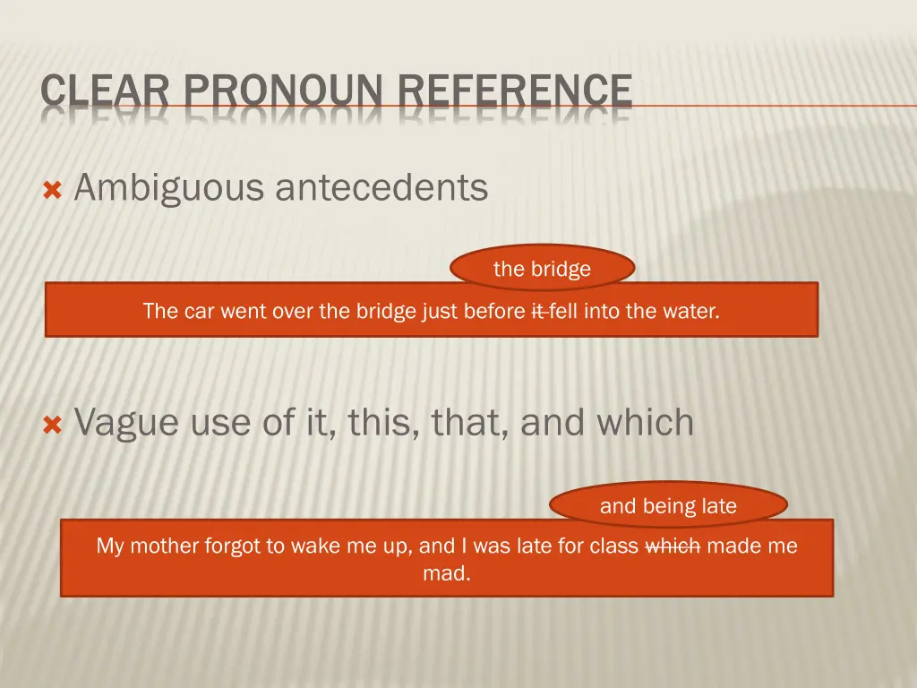 clear pronoun reference