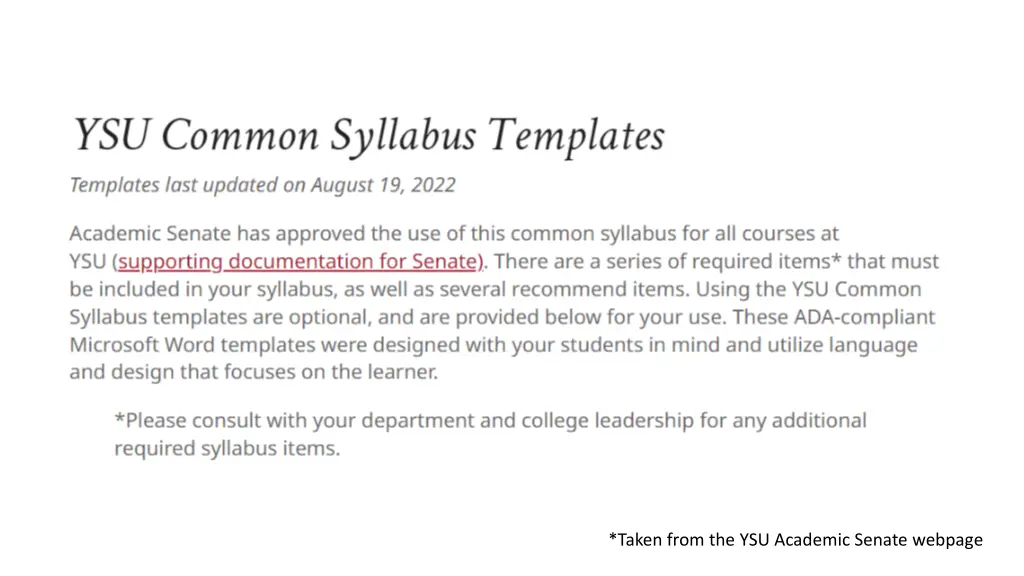 taken from the ysu academic senate webpage