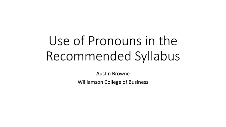 use of pronouns in the recommended syllabus