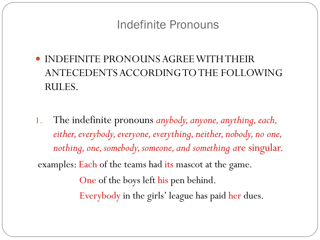 indefinite pronouns