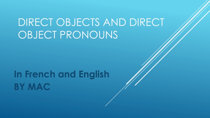 direct objects and direct object pronouns