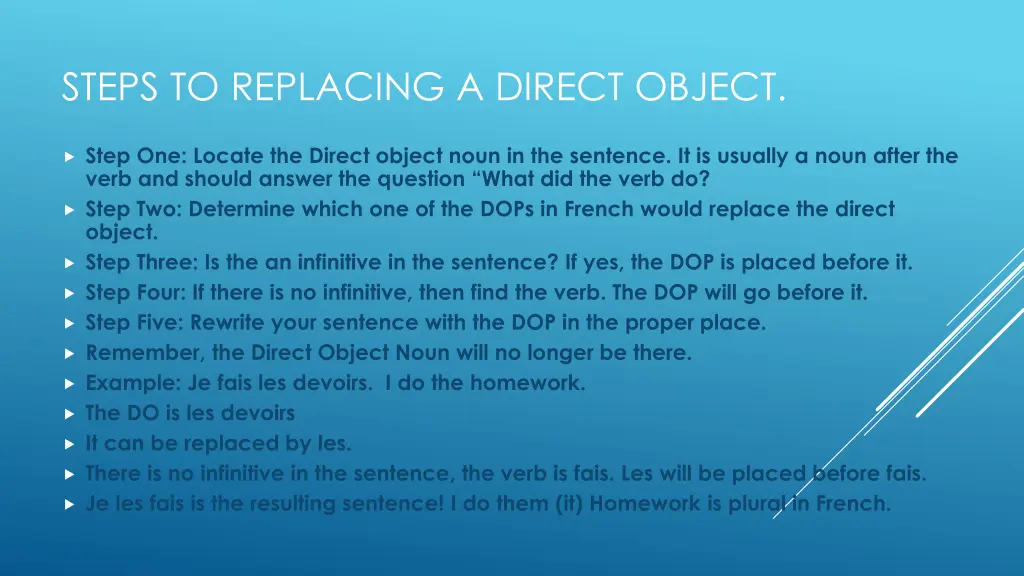 steps to replacing a direct object