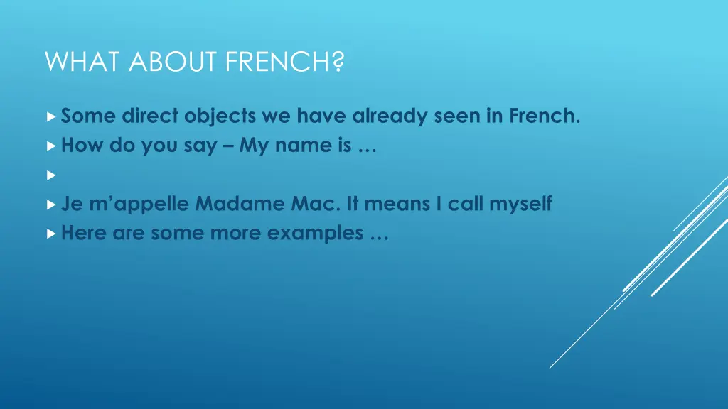 what about french