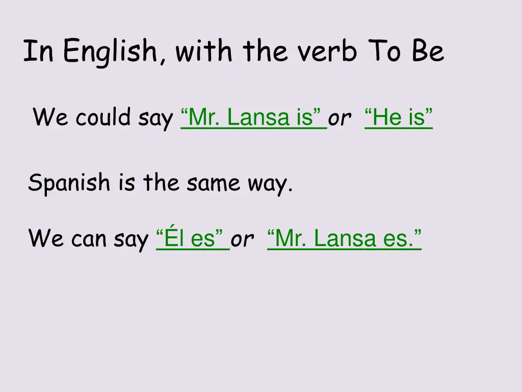 in english with the verb to be