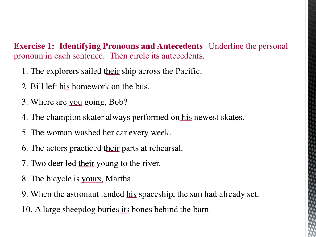 exercise 1 identifying pronouns andantecedents