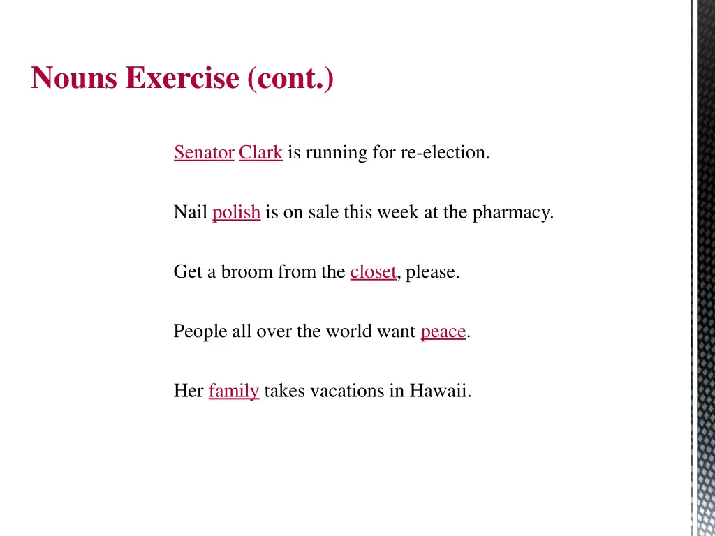 nouns exercise 1