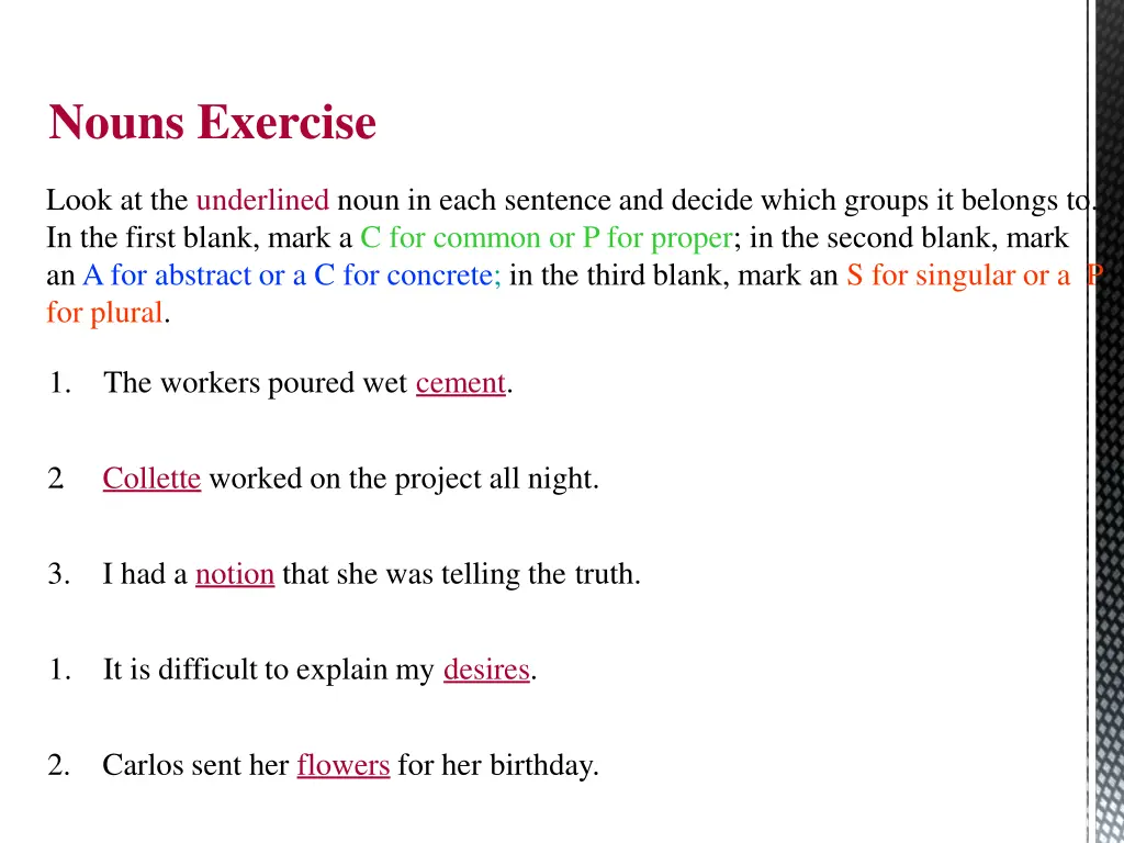 nouns exercise