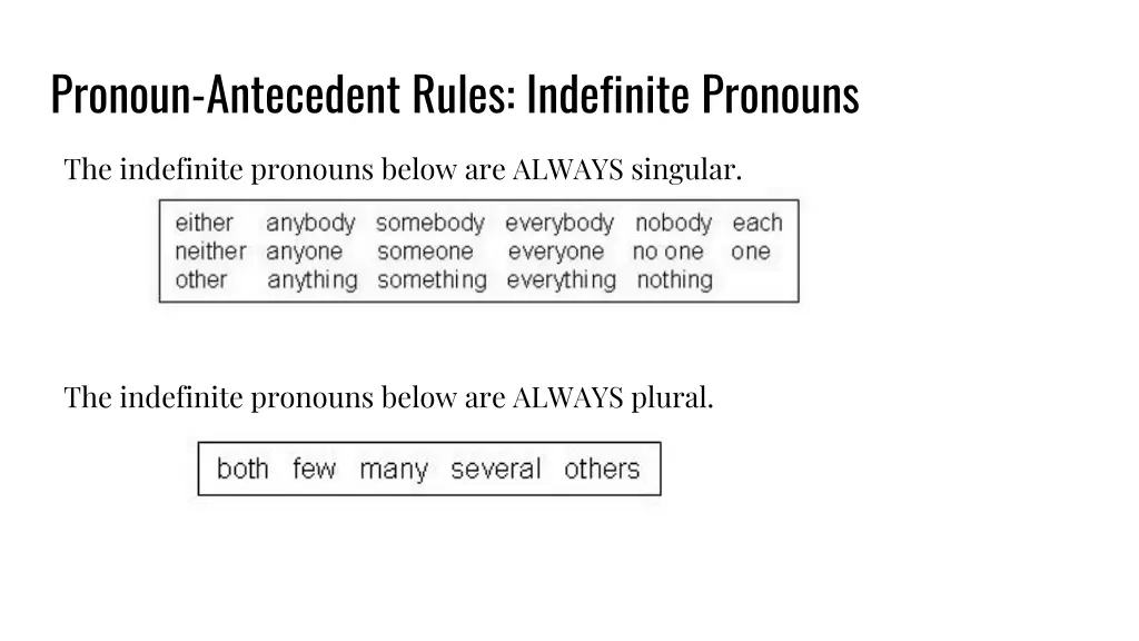 pronoun antecedent rules indefinite pronouns