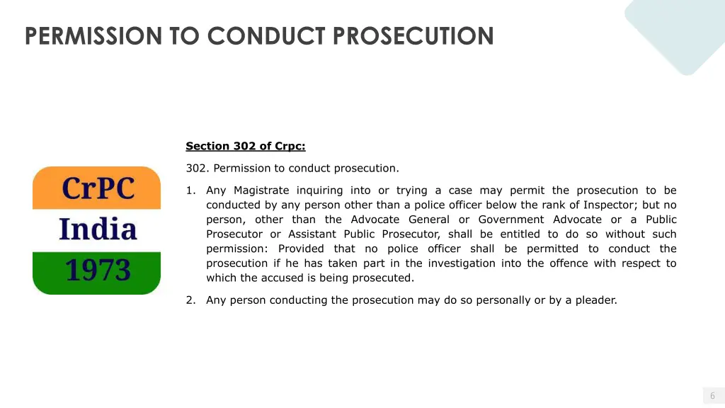 permission to conduct prosecution