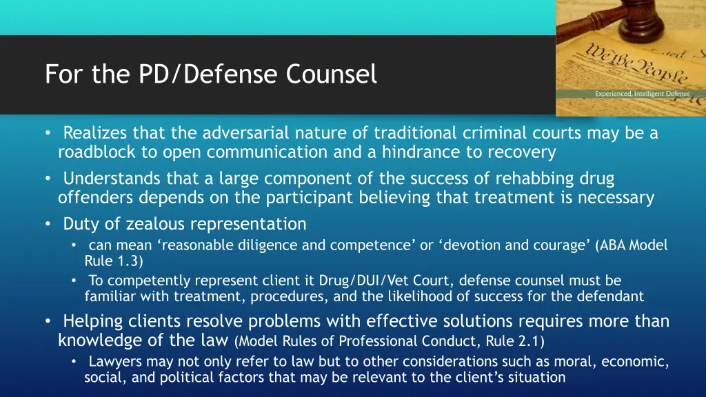 for the pd defense counsel