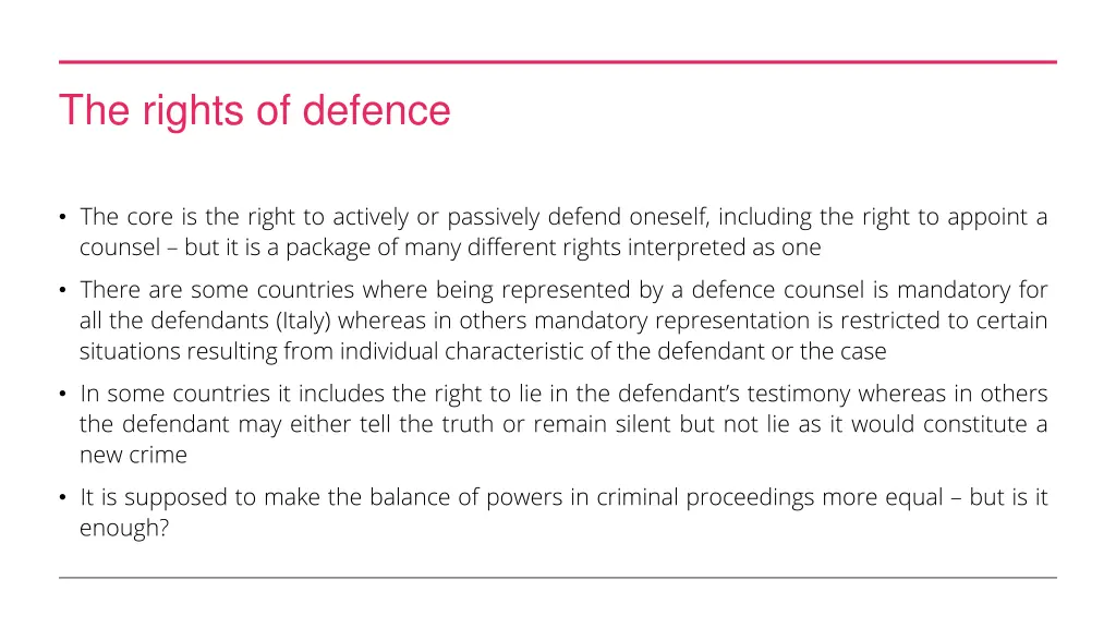 the rights of defence