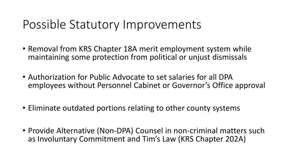 possible statutory improvements