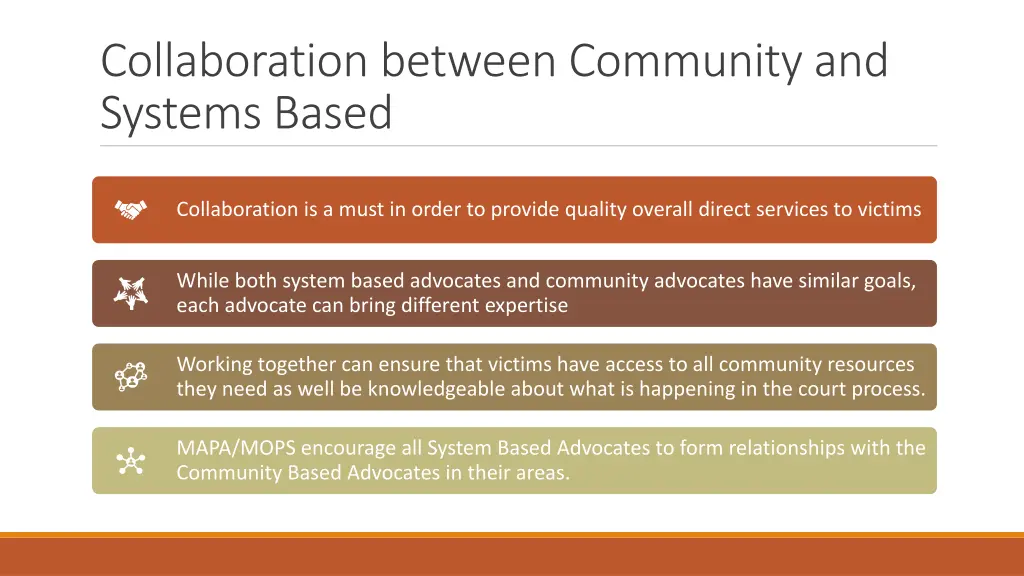 collaboration between community and systems based