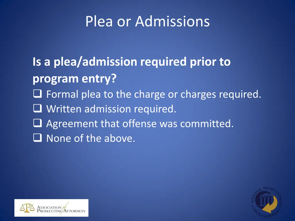 plea or admissions