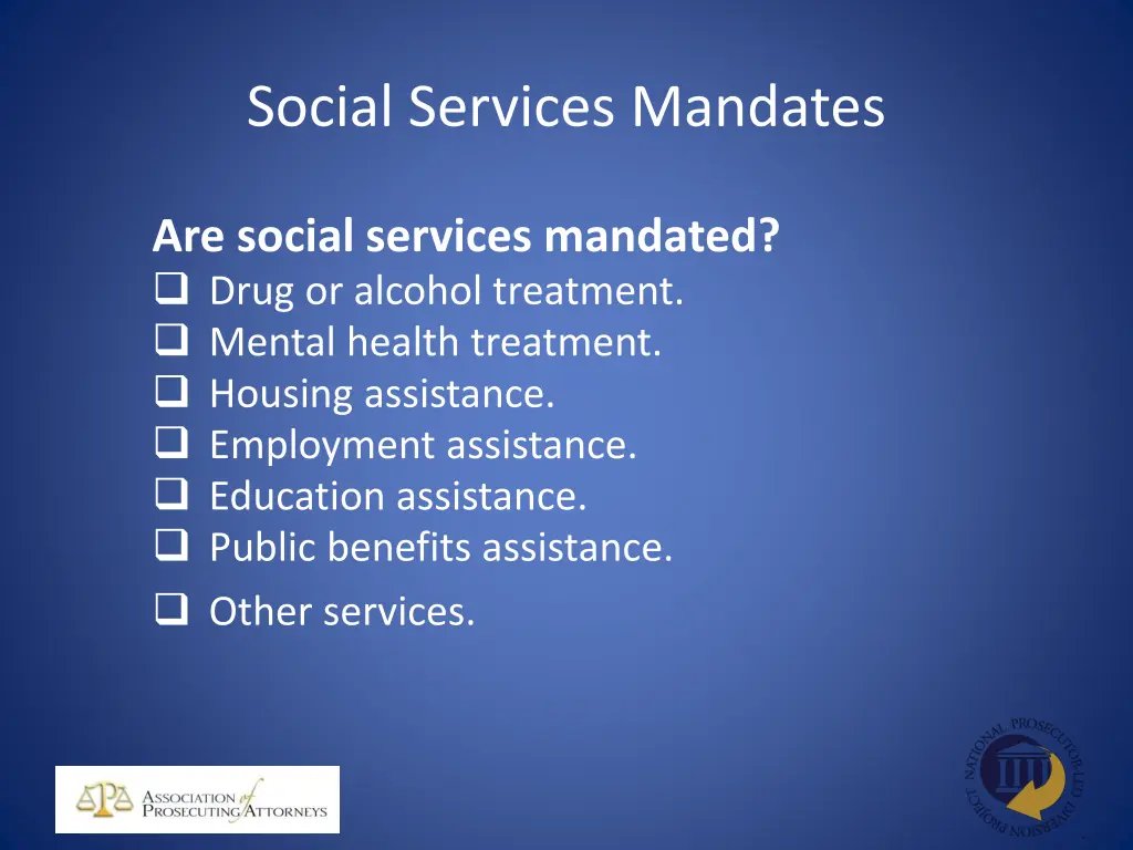 social services mandates