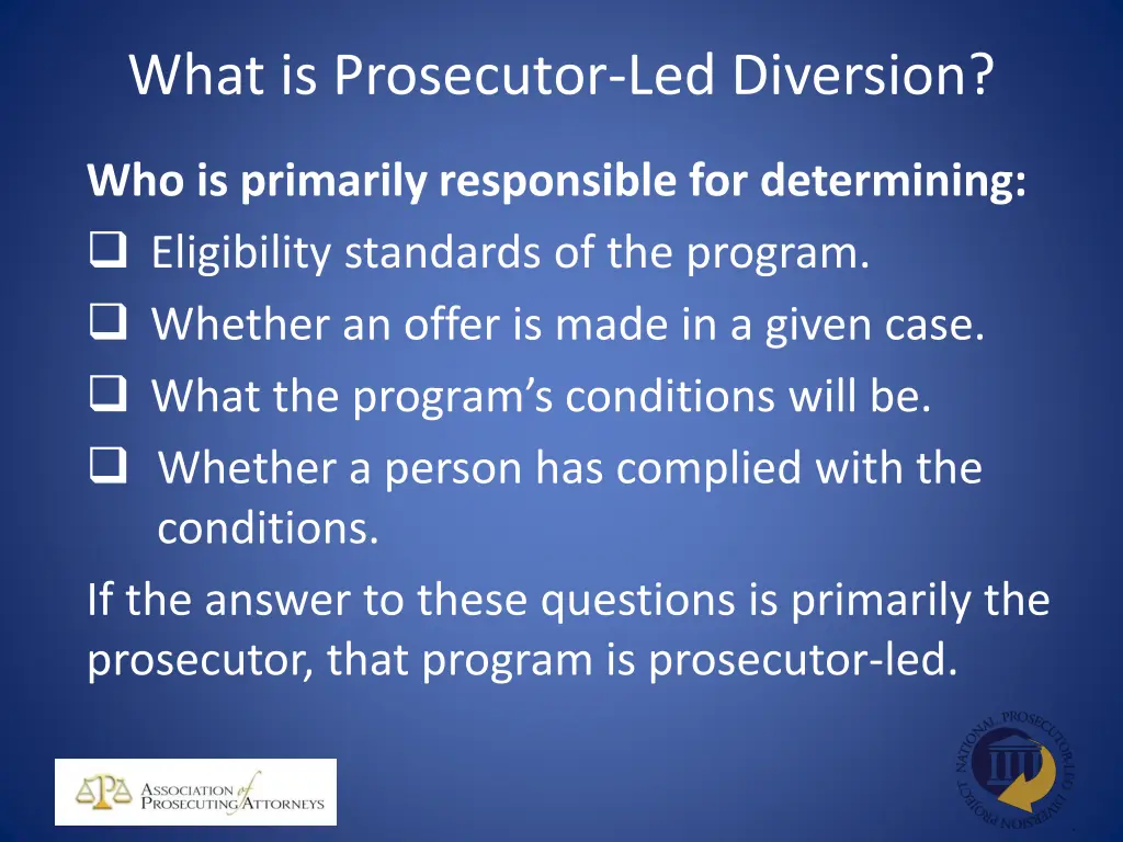 what is prosecutor led diversion