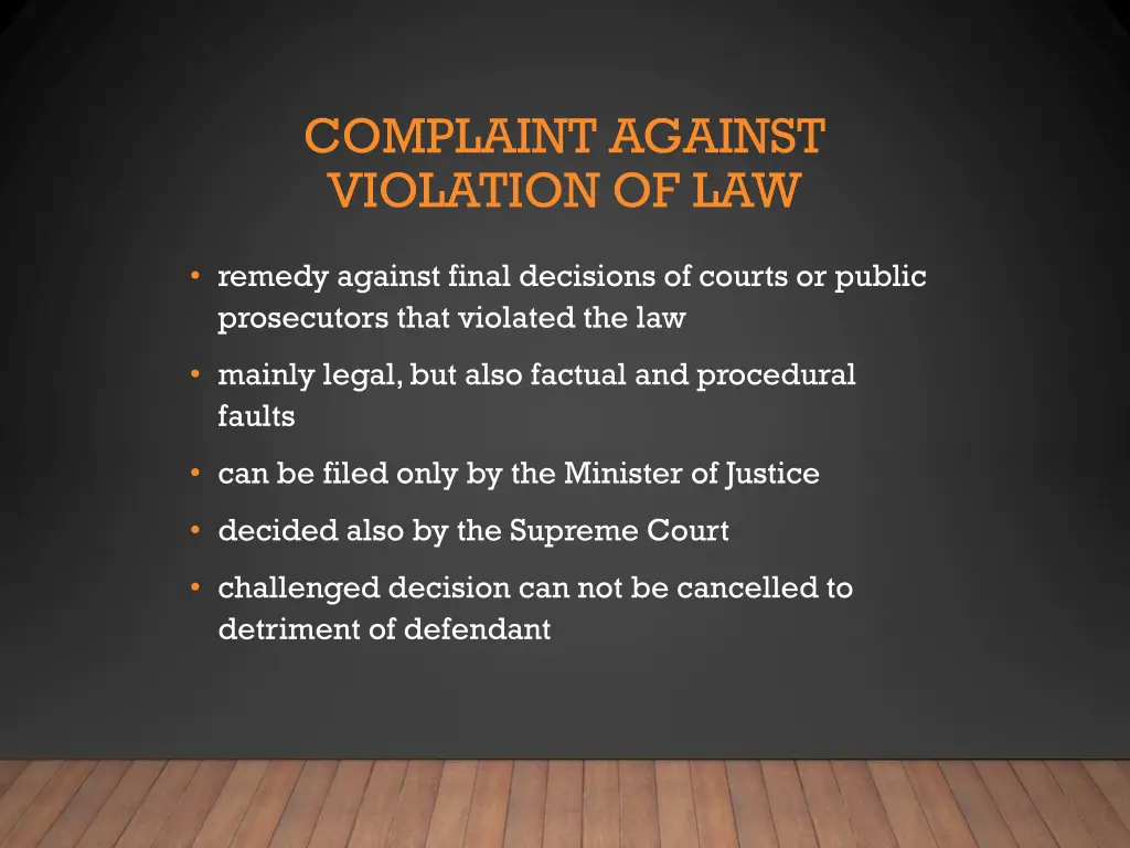 complaint against violation of law